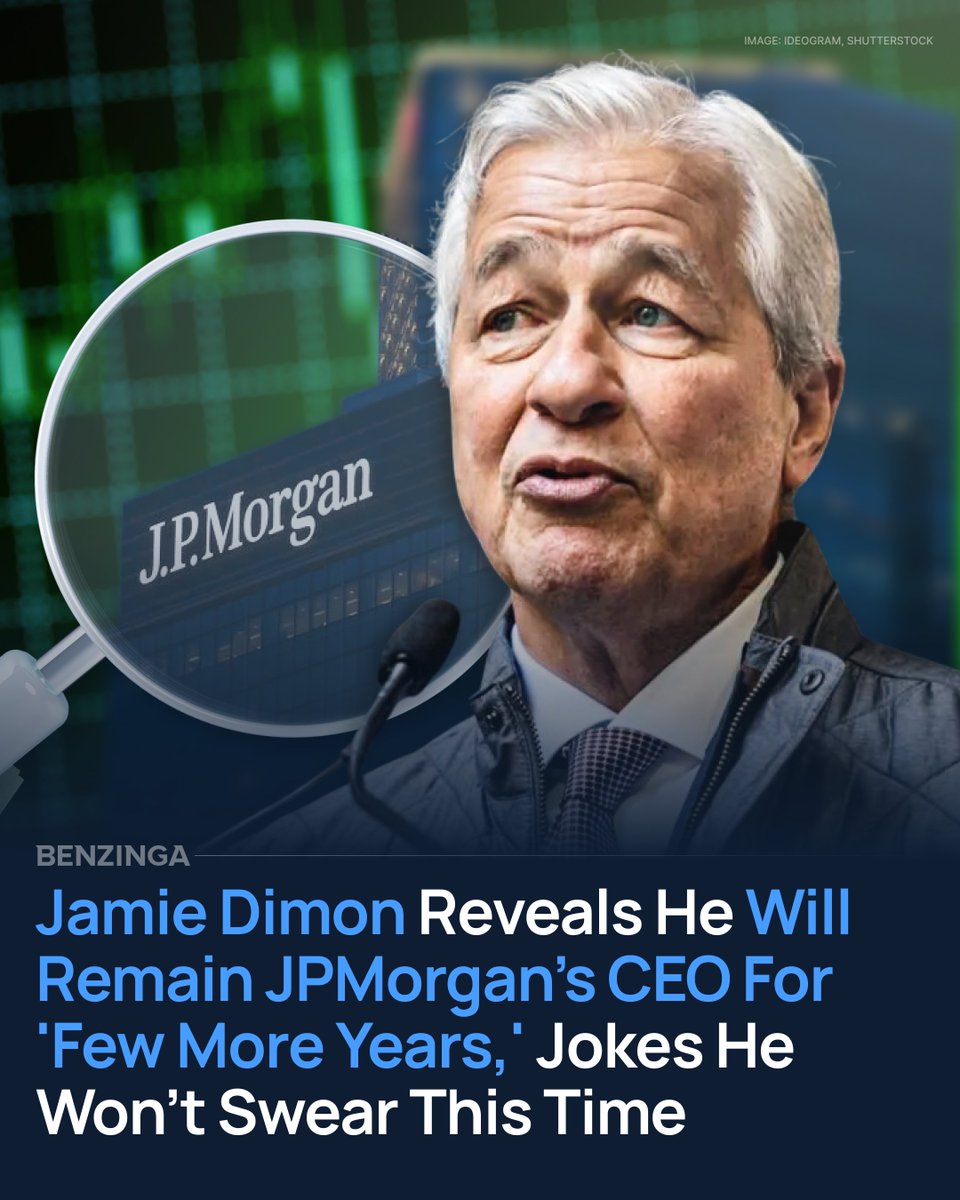 Jamie Dimon to stay JPMorgan CEO for a few more years 💰 Jamie Dimon, CEO  of JPMorgan Chase & Co. $JPM, announced at a town hall meeting in Plano,  Texas, that he