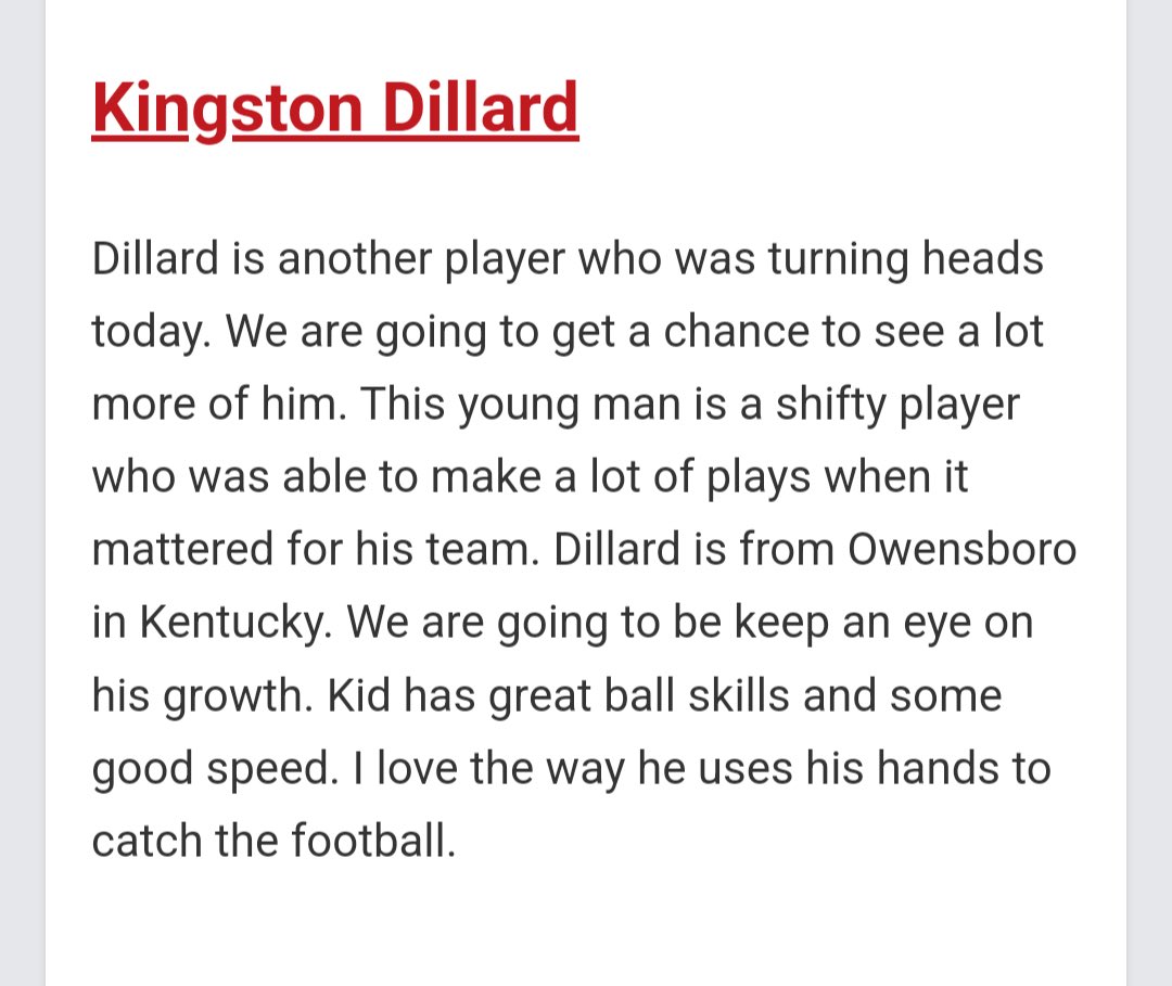 Kingston Dillard (@kingdillard6_) on Twitter photo At <a href="/PrepRedzone/">Prep Redzone 🏈</a> tournament in Tennessee had a great 1st day with a lot of great plays. Can’t wait to go get that trophy tomorrow!
<a href="/Coach_CTaylor/">Corey Taylor</a> <a href="/SrHighFootball/">Owensboro Football</a> <a href="/D_Marc11/">DaMarcus Ganaway Sr.</a> <a href="/BRoberts42/">Blake Roberts</a> At <a href="/PrepRedzone/">Prep Redzone 🏈</a> tournament in Tennessee had a great 1st day with a lot of great plays. Can’t wait to go get that trophy tomorrow!
<a href="/Coach_CTaylor/">Corey Taylor</a> <a href="/SrHighFootball/">Owensboro Football</a> <a href="/D_Marc11/">DaMarcus Ganaway Sr.</a> <a href="/BRoberts42/">Blake Roberts</a>