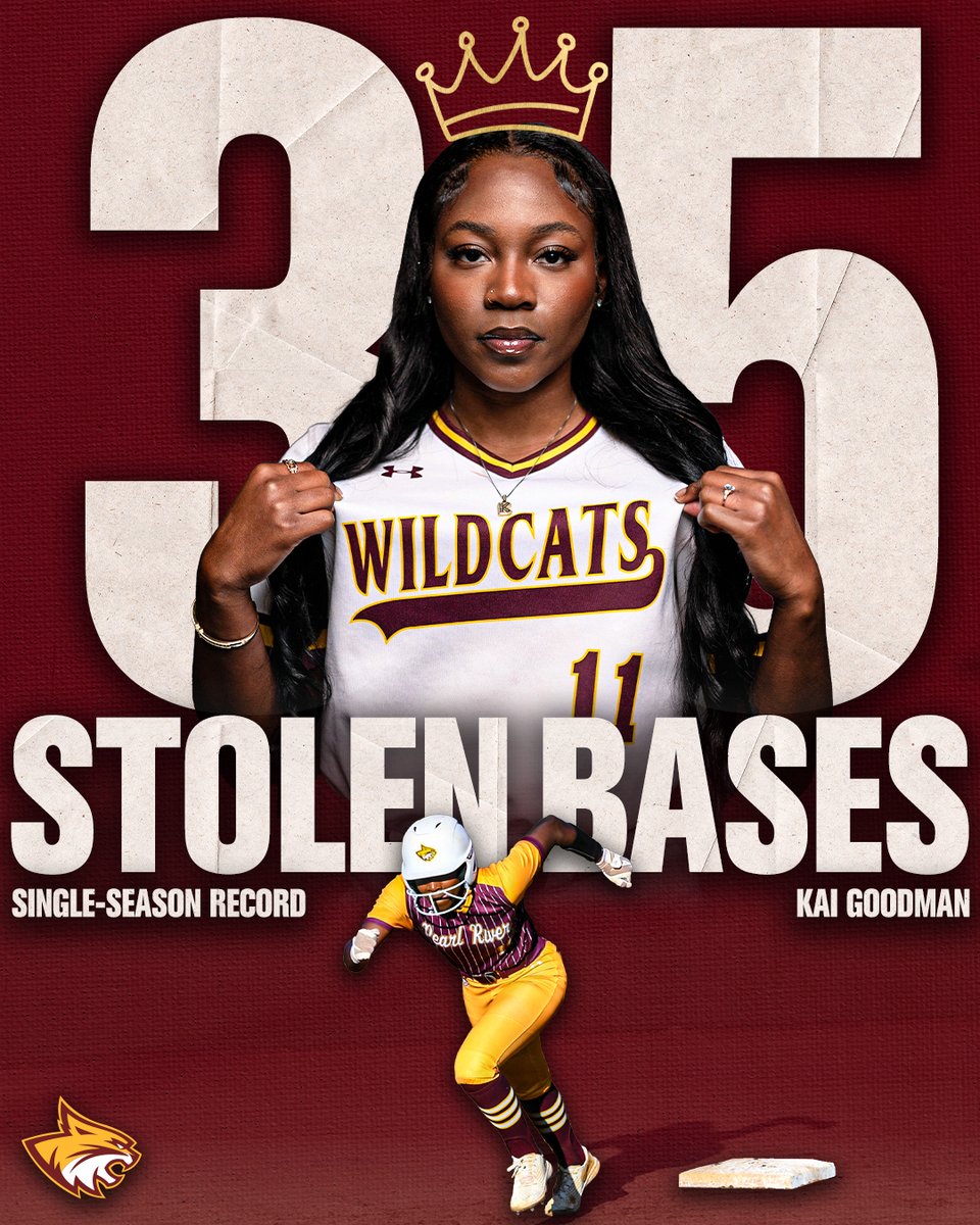RECORD BROKEN! Kai Goodman swipes her 34th and 35th bases of the year in the first inning to become Pearl River's single-season stolen base record holder! 🤯

Congratulations, Kai!

#RRR🐾