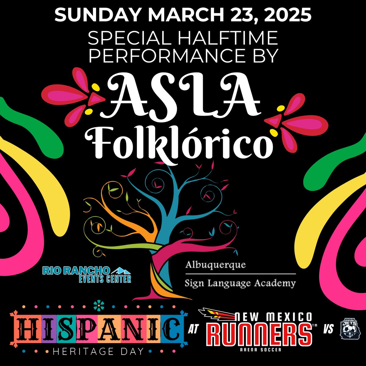 We've got another amazing performance lined up for halftime on Sunday March 23rd! 🌸🌼 The Albuquerque Sign Language Academy Folklórico Dancers will be performing!💃🕺 Join us to celebrate #HispanicHeritage Day 🎉

#RunAsOne #nmrunners #riorancho #abq #newmexico #nmsoccer
