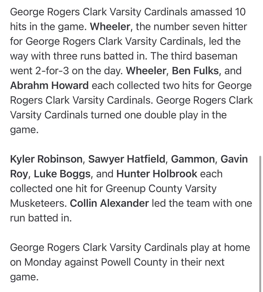 GRC Cardinals Baseball tweet media