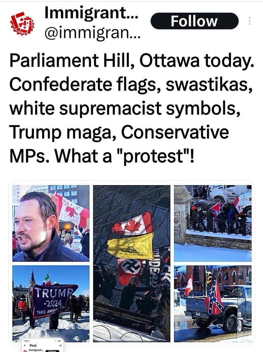 harryt59_harry's tweet image. 3 years ago Pierre Poilievre was part of a convoy that flew our flag upside down. Flew Trump 2024 flags, confederate flags &amp;amp; Nazi flags.
I will never forget that. 
Today Canadians are coming together for a national unity rally. We have taken our country back #ElbowsUpCanada