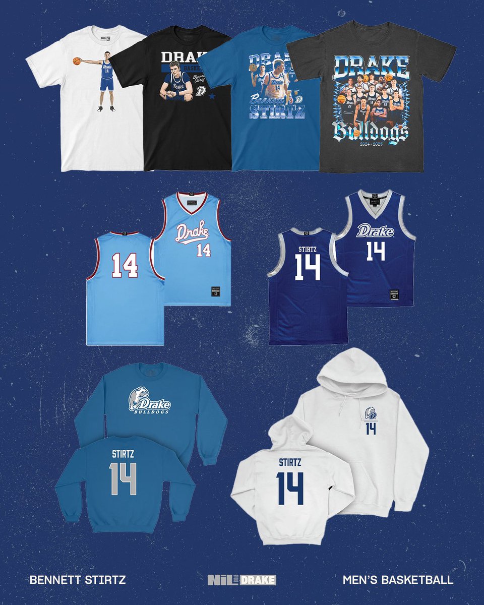 DrakeNILStore's tweet image. No better time than now😤

Cheer on Stirtz and the Bulldogs TONIGHT and rep their merch🔥 nil.store/drake/drk-benn…

#drakebulldogs #drakembb