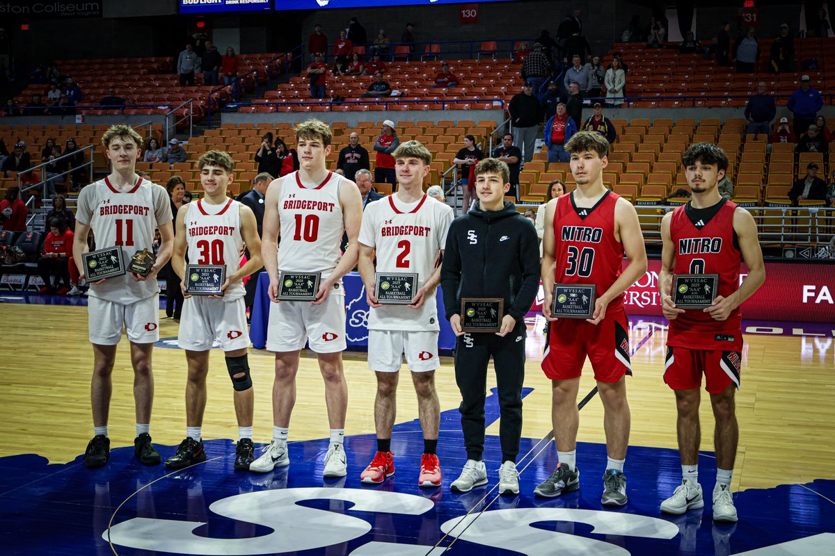 Class AAA All-Tournament Team:
Carter Zuliani, Bridgeport
Ty Stephens, Nitro
Collin Crouch, Nitro
Trea Cumberledge, Fairmont Senior
Jalon Bailey, Shady Spring
Anderson McDougal, Bridgeport
Landon Sanders, Bridgeport
(🏆MVP🏆) Phoenix Sickles, Bridgeport
#wvboysbb
