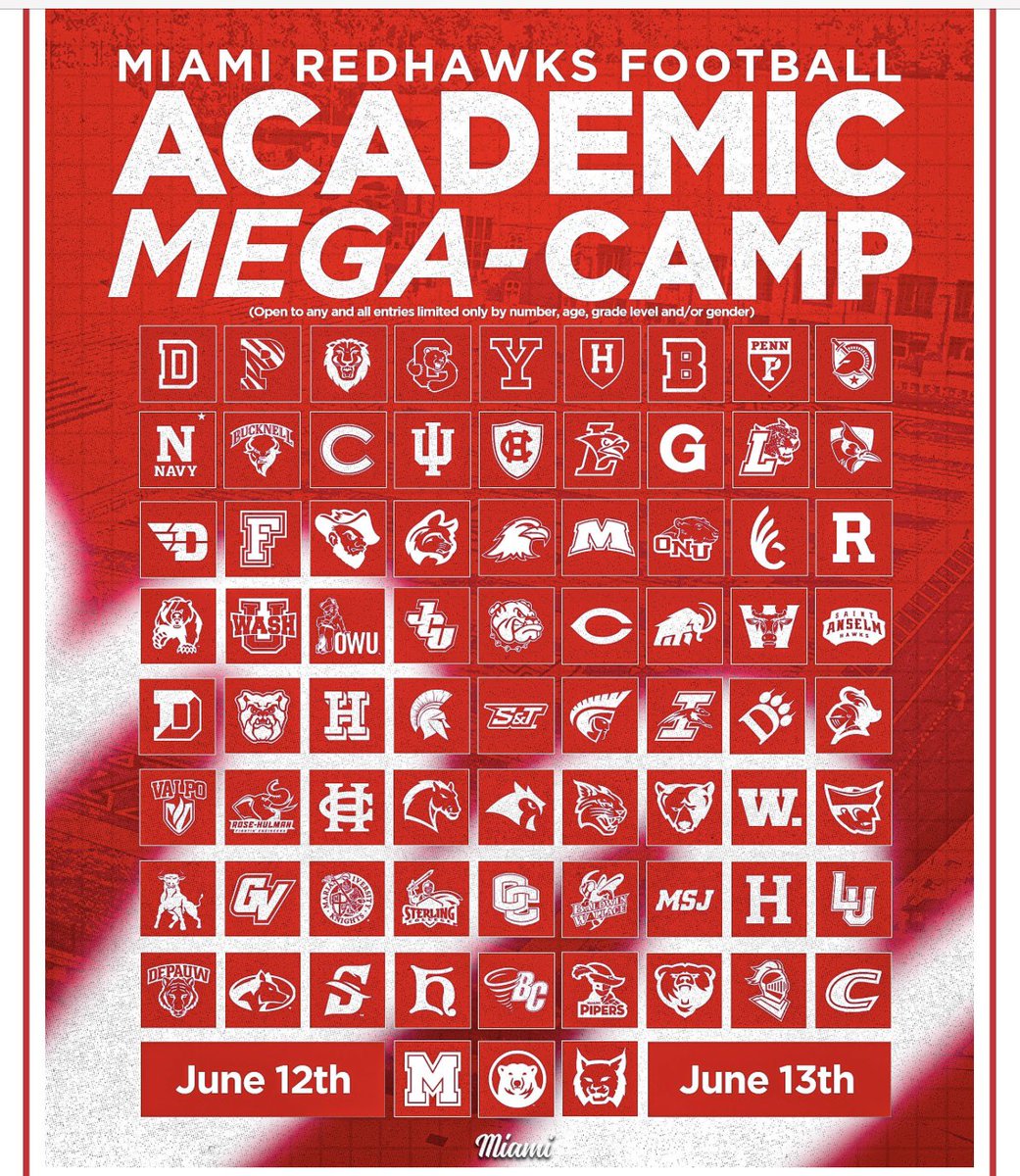 Thank you <a href="/MiamiRedHawks/">Miami Athletics</a> for the invite! Honored to participate!
<a href="/CoachStancik/">Coach Aaron Stancik</a> 
<a href="/CoachGZimmerman/">Galen Zimmerman</a> 
<a href="/DripFB/">Dripping Springs HS Football</a>