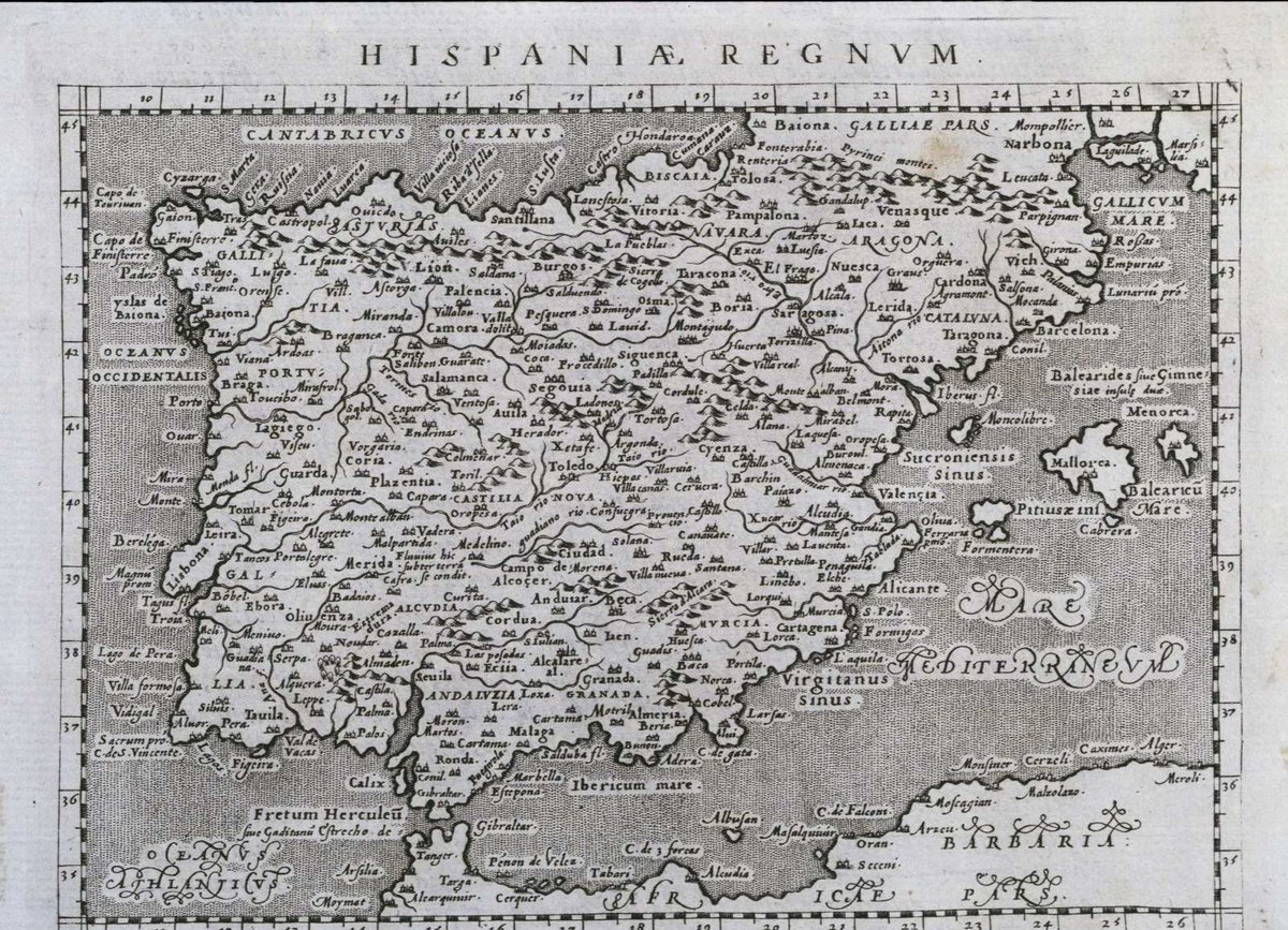 almudenasm_'s tweet image. Mapa de España, impreso en Venecia, en el año 1596.