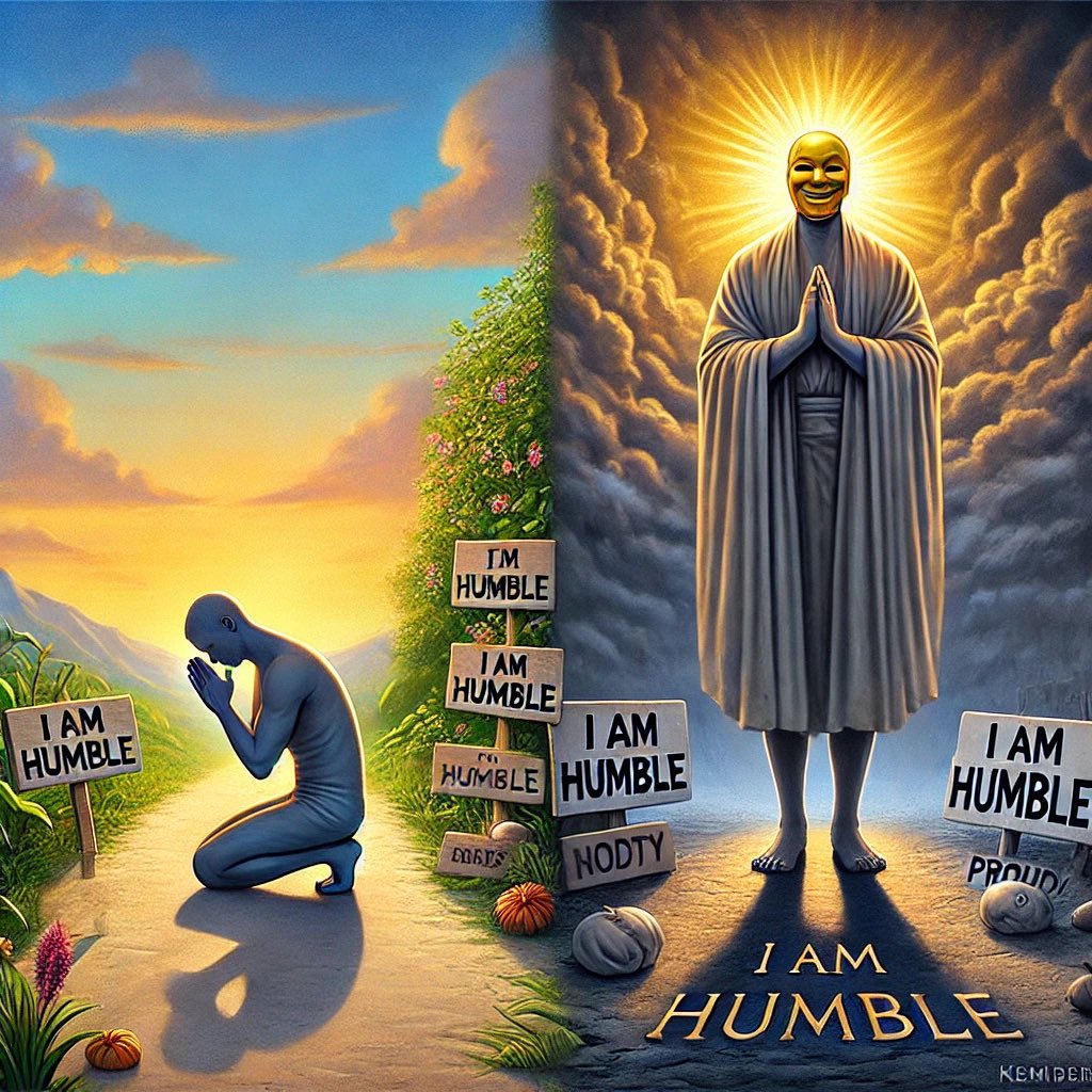مفارقة نفسية وأخلاقية 

التواضع الحقيقي لا يُعلن عن نفسه،بينما التواضع الذي يصرخ بوجوده،هو  أعلى درجات الغرور.