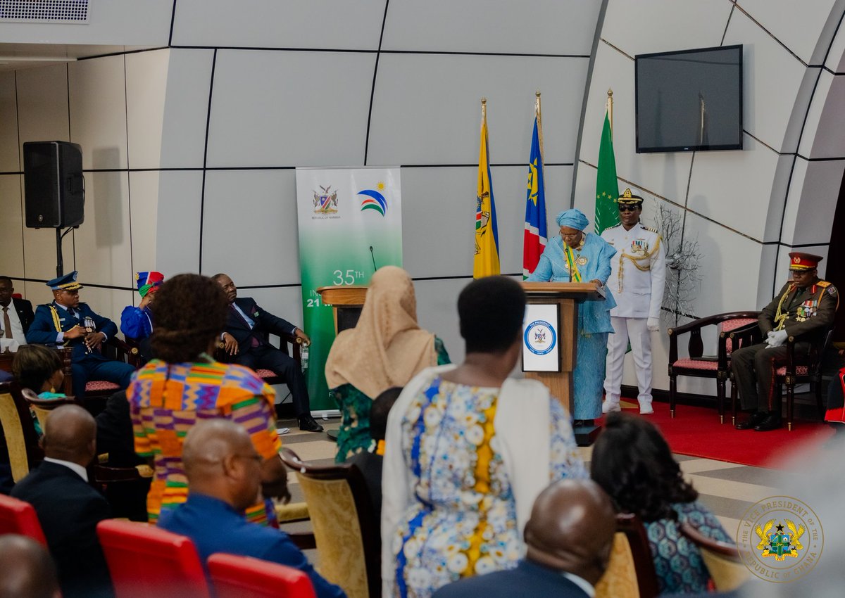 NJOAgyemang's tweet photo. I was honored to witness a historic moment in Namibia, as H.E. Netumbo Nandi-Ndaitwah was sworn in as the country’s first female president. Her leadership is a testament to the strength, resilience, and determination of African women. 

May she continue to inspire men and women across the continent and prove that with courage and commitment, no dream is beyond reach. I wish her a successful tenure.