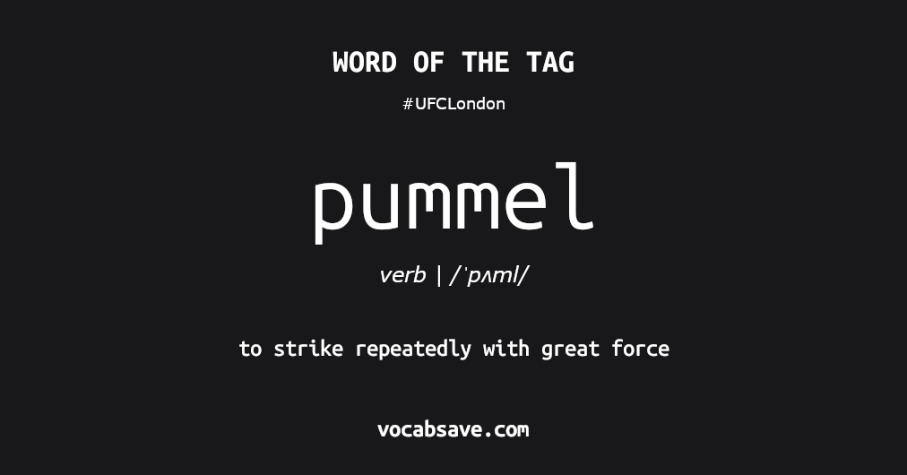 vocabsave's tweet photo. #UFCLondon pummel - to strike repeatedly with great force - more at https://t.co/s1BbCfWWnz https://t.co/D2PAwOARer