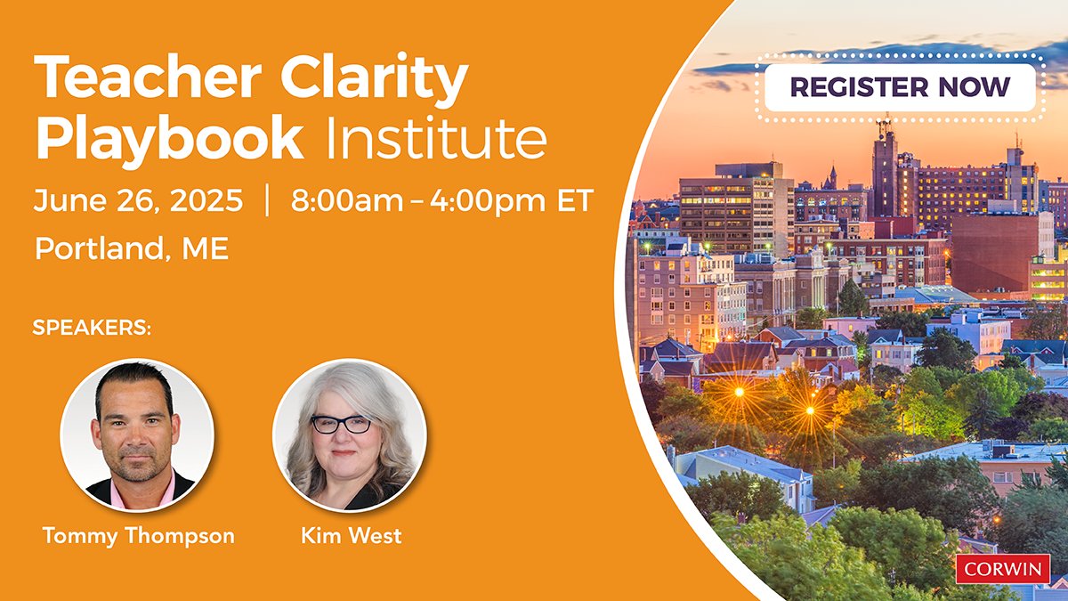 ms_pyp's tweet image. Join Tommy Thompson and me in Maine this June at the NE Teacher Clarity Playbook Institute. During our session, we will discuss the impact of teacher clarity on student learning, engagement, and motivation! Hope to see you there. Register here: shorturl.at/DIKoy