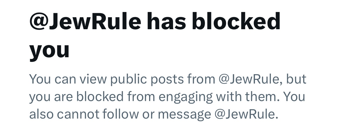 The JewRule account is well known for blocking people while pretending they’re too scared to answer.