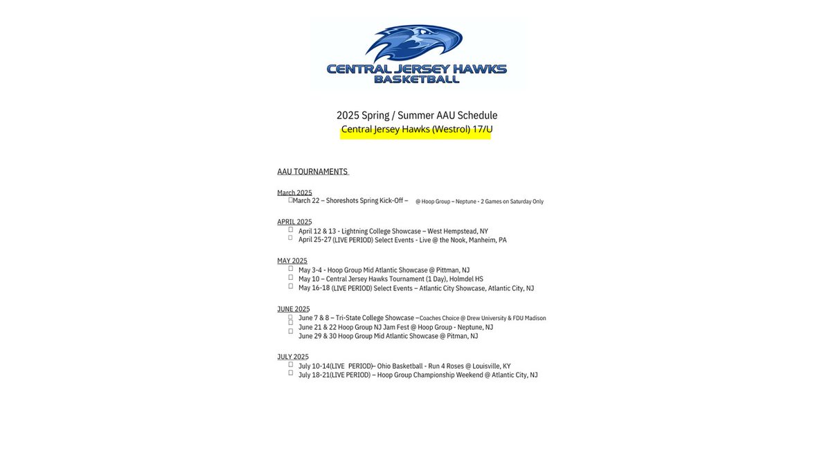 Excited to play with my CJ Hawks- Westrol Team this aau season! Here is our schedule.... <a href="/CJHawksaau/">CJ Hawks</a> @JTHoops