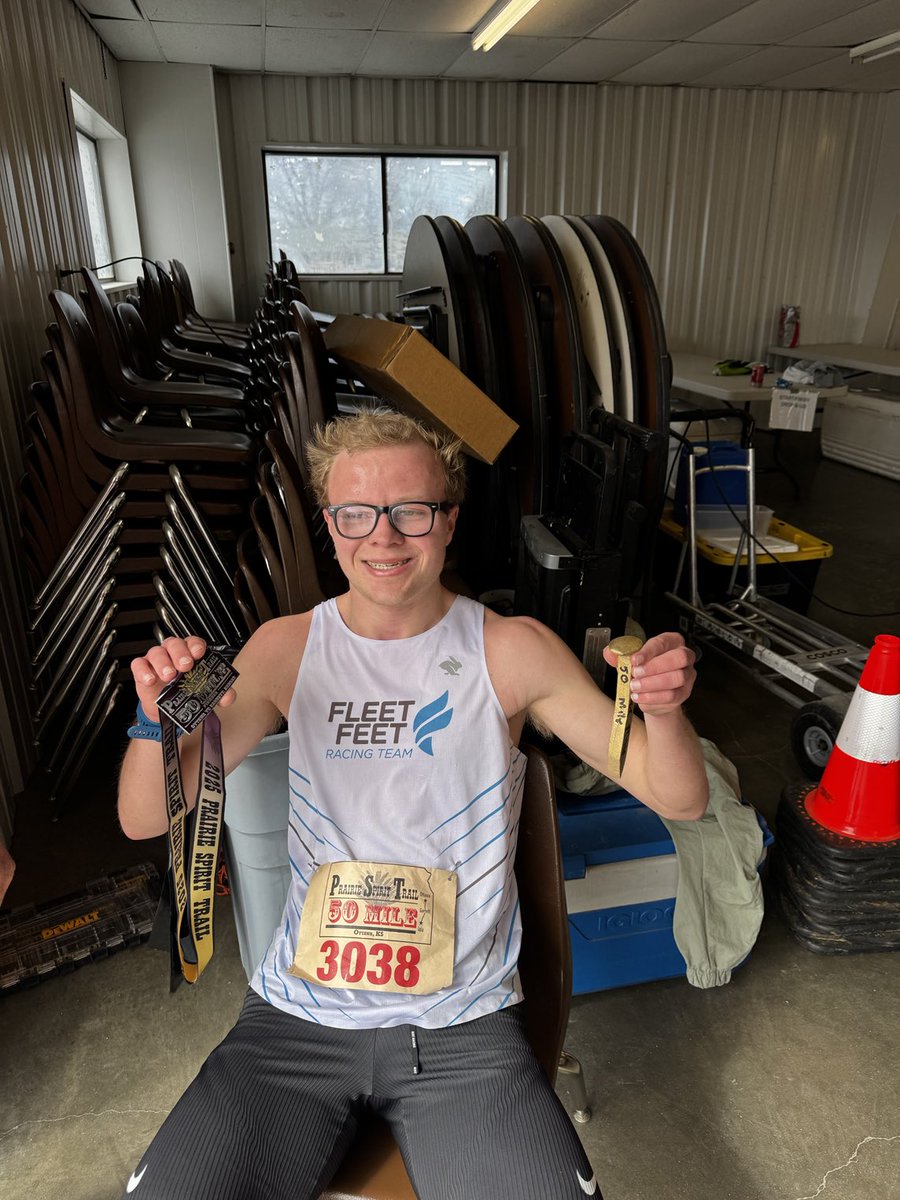 Congratulations to DHS alum Henry Rokusek on winning the Prairie Spirit Trail 50-mile ultra marathon today. We believe his time of 5:57:22 is the #2 All-Time mark by a Kansan and the #3 time run in the nation this year!!! Congrats Henry!