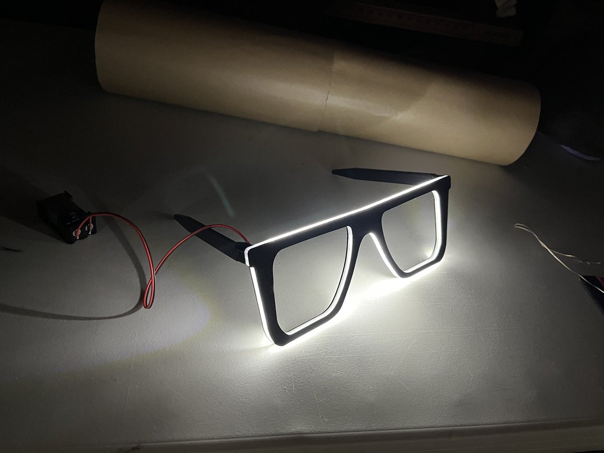 Prototyping replacement light up glasses because EL wire is the worst