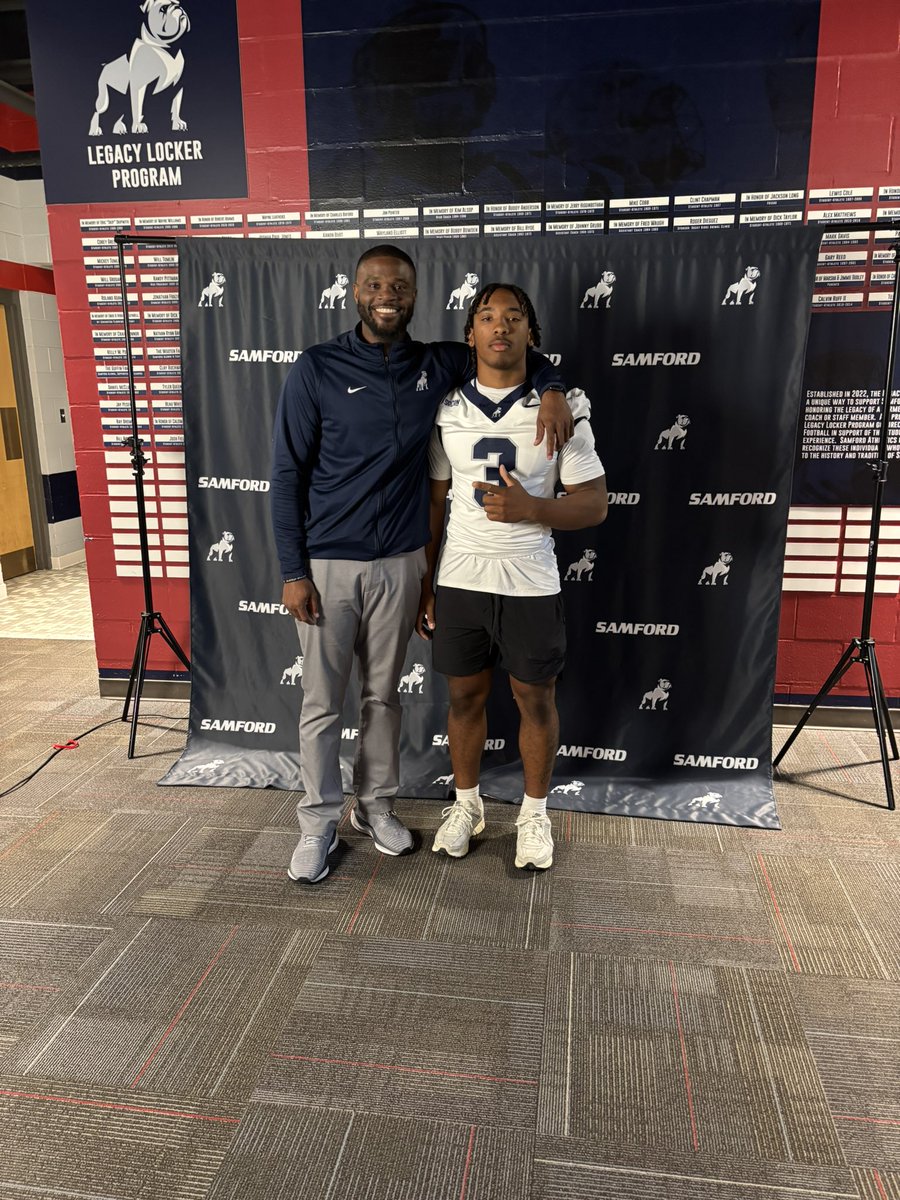 Great junior day at Samford ! 
<a href="/SamfordFootball/">Samford Football</a> <a href="/coachCEnglish/">Coach English</a> <a href="/GeauxBeaux8/">Darrell LeBeaux</a> <a href="/coachBoo81/">Darius Arrington</a> <a href="/73_darryl/">Coach Williams jr</a> <a href="/Coach_Reeves21/">Coach Josh Reeves, M.Ed.</a> <a href="/CoachEdgar2/">Dustin Edgar</a> <a href="/PrepRedzoneAL/">Prep Redzone Alabama</a> <a href="/AL7AFootball/">Alabama7AFootball</a> <a href="/HallTechSports1/">Hall-Tech Sports</a>