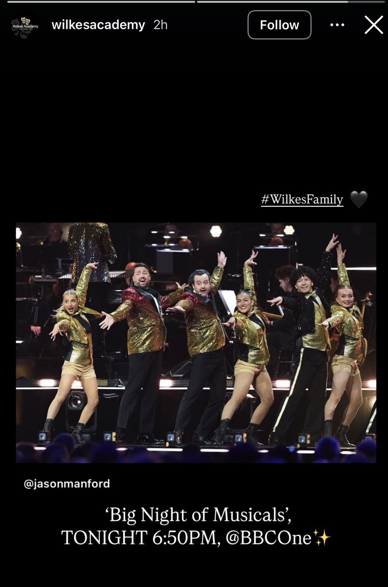Jonathan Wilkes (@jonny_wilkes) on Twitter photo So proud to see our <a href="/WilkesAcademy/">Wilkes Academy</a> students perform with <a href="/JasonManford/">Jason Manford</a> & <a href="/DanielMays9/">Daniel Mays 💙</a> on Big Night Of Musicals on BBC 1 …fantastic performance ❤️❤️ So proud to see our <a href="/WilkesAcademy/">Wilkes Academy</a> students perform with <a href="/JasonManford/">Jason Manford</a> & <a href="/DanielMays9/">Daniel Mays 💙</a> on Big Night Of Musicals on BBC 1 …fantastic performance ❤️❤️