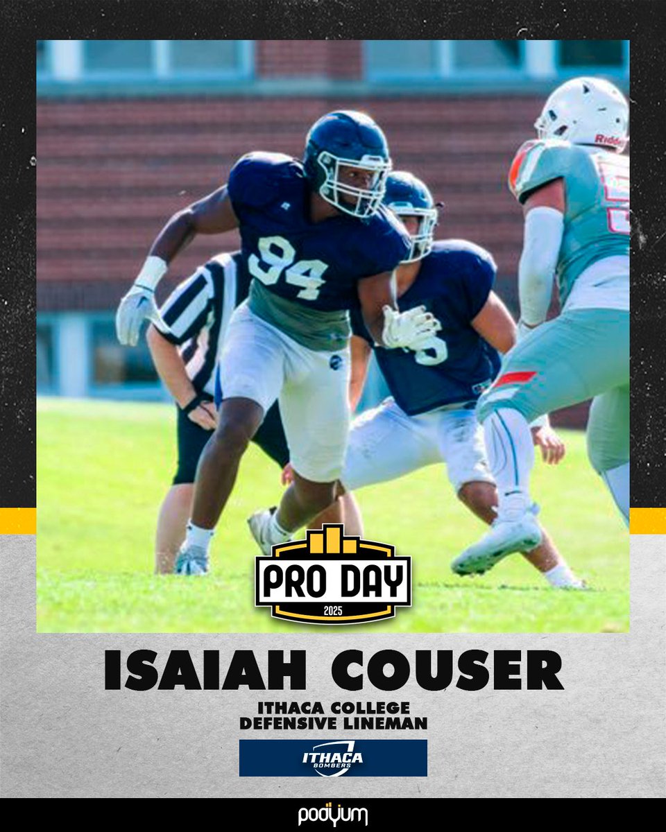 ✅𝗖𝗢𝗡𝗙𝗜𝗥𝗠𝗘𝗗‼️

<a href="/IsaiahCouser94/">Isaiah Couser</a>  from <a href="/IthacaBomberFB/">Ithaca Bomber Football</a> will be showcasing his skills at the 2025 <a href="/PodyumRecruit/">The Podyum</a> Pro Day! See you in Miami! 

thepodyum.com/pro-day

#EarnYourLevel #PodyumProDay #ProDay #ProDay2025 #NFL #CFL #UFL #IFL #ELF