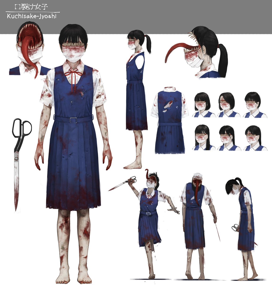 DDDistortionDev's tweet image. 口裂け女子・Kuchisake-Jyoshi

#characterdesign
#nightmareoperator
#gamedev
#screenshotsaturday