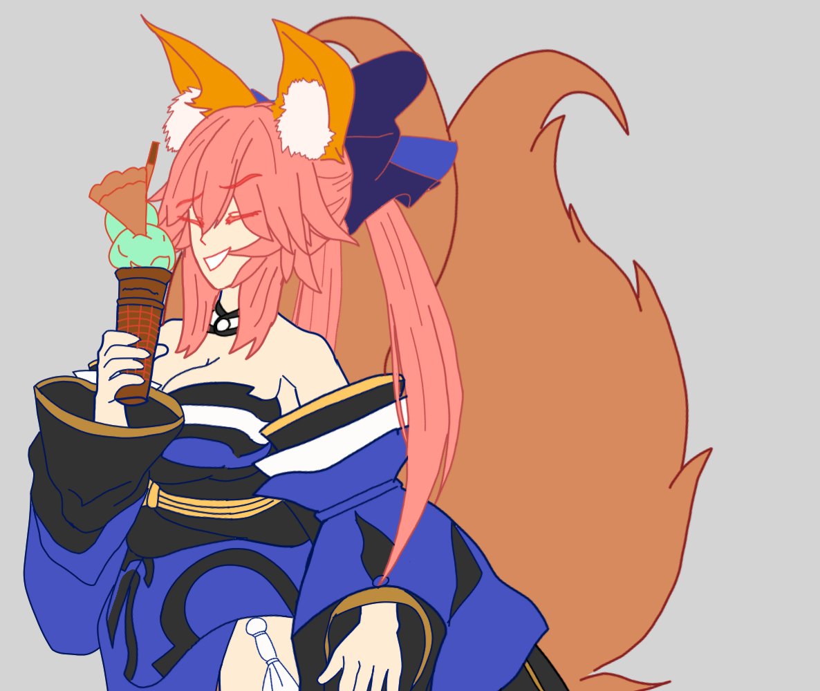 Clueless Tamamo enjoying Ice Cream!  (Unaware that Sodoms Beast has been summoned a while ago. It'll be fiiine)