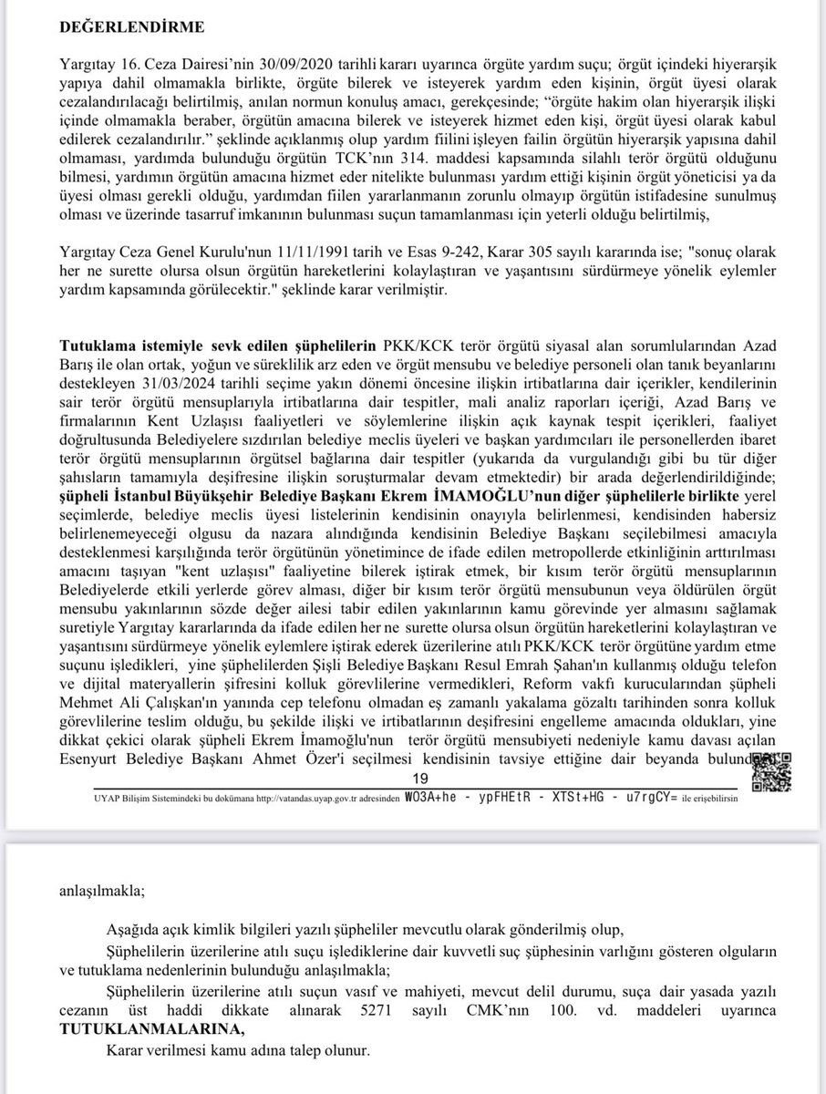 #SONDAKİKA İşte savcılığın sevk yazısı…