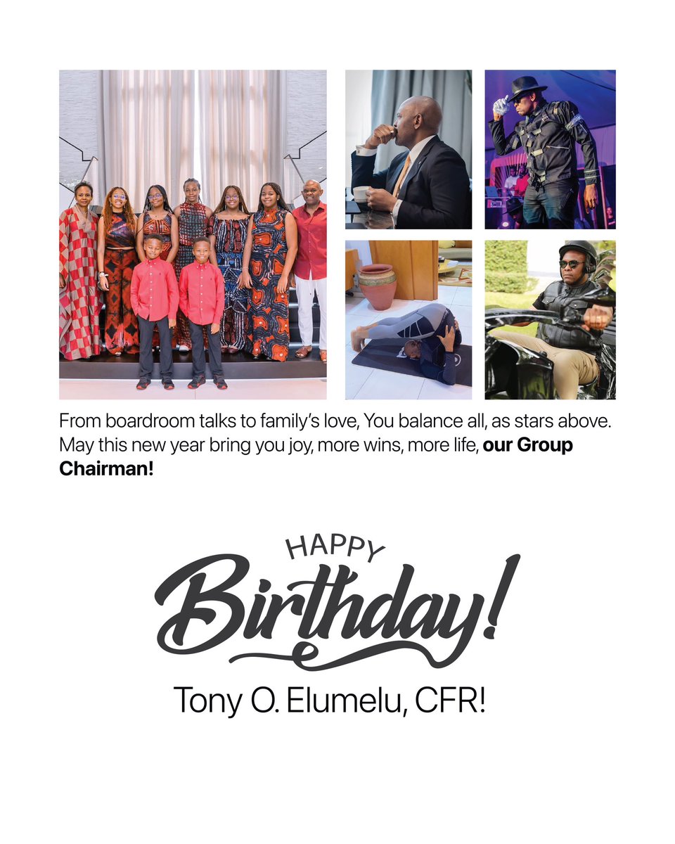 UBAFrance's tweet photo. Happy Birthday to our Group Chairman, @TonyOElumelu 💫

Today, we celebrate not just a leader, but a man whose vision, passion, and generosity have touched countless lives. From empowering entrepreneurs to shaping the future of Africa, your impact goes beyond words.

We wish you more success, joy, and impact in the years ahead!🎂🎉🎊

#AfricasGlobalBank #TOEWay #HappyBirthdayTOE