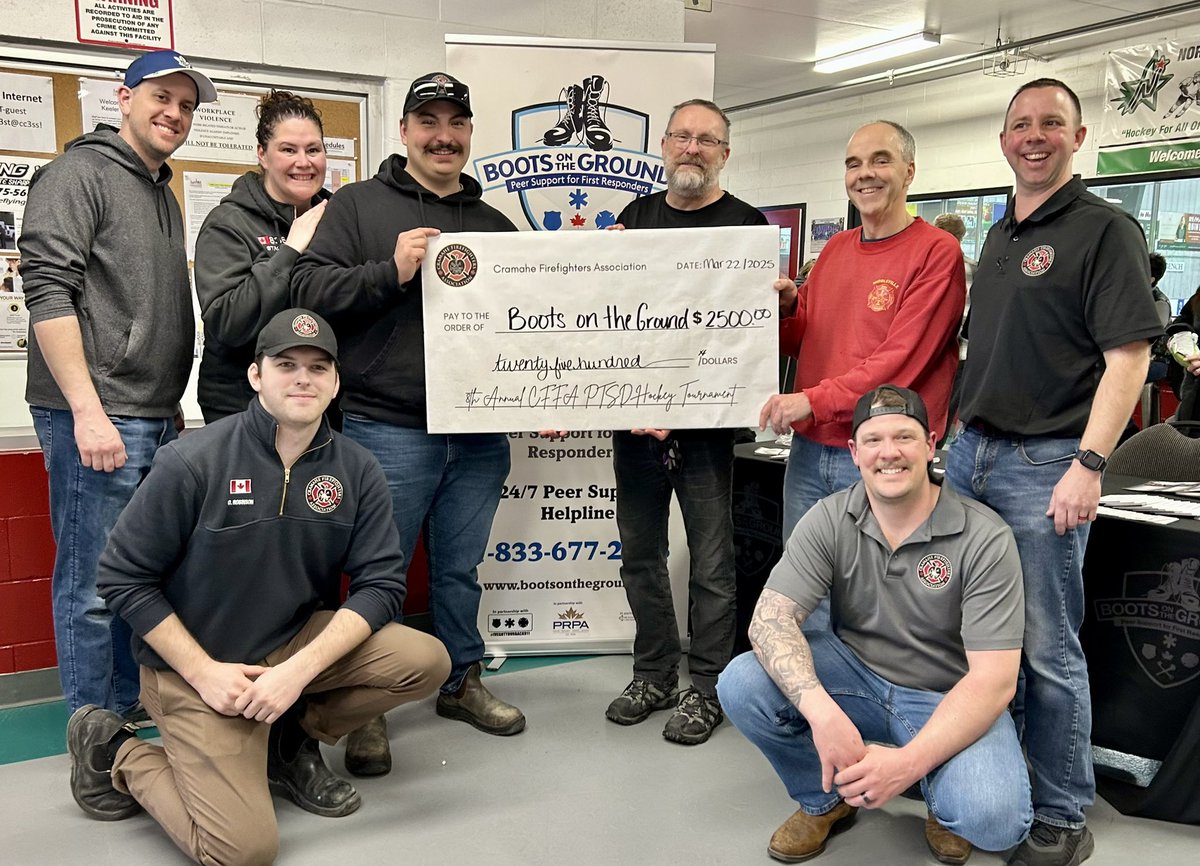 Our thanks to the Cramahe Firefighters Association for organizing their PTSD Awareness Hockey Tournament at the Keeler Centre in Colburne today, successfully raising $2,500.