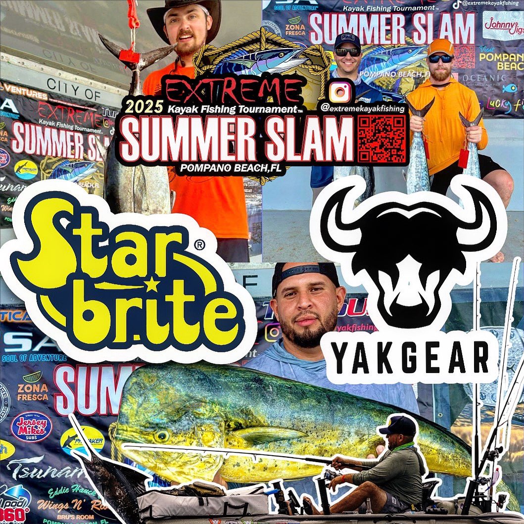 _EKFT's tweet image. #ekft would like to welcome YakGear/Star Brite Solutions to the team as 
🚨MAIN SPONSORS🚨 for the upcoming 2025 Summer Slam in #pompanobeach!! 
.
☑️ Register for BOTH Slams by May 1st receive $50 off your total entry! 
#kayakfishing #extremekayakfishing #offshorekayakfishing