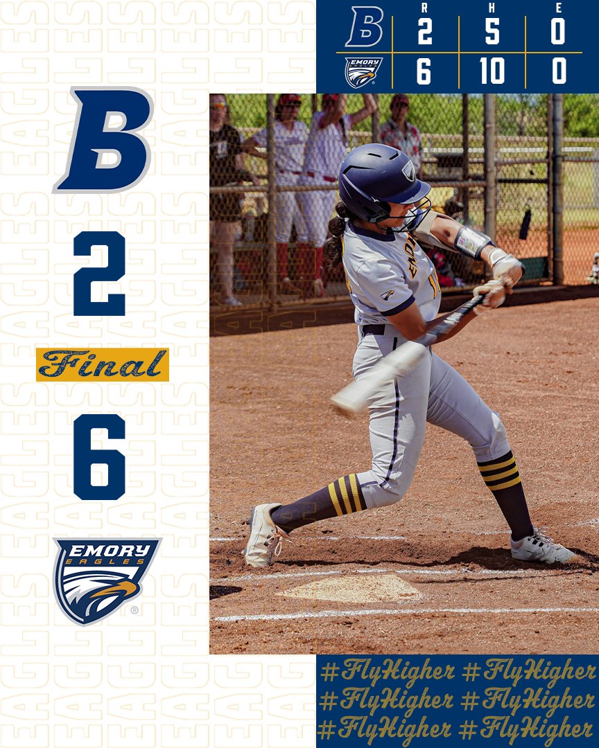 Emory Athletics (@emoryathletics) on Twitter photo ππ’π¦π ππ¨π« ππ©π«π’π§π ππ₯πππ§π’π§π π§Ήπ§Ήπ§Ή
Game 1: Emory 13, Brandeis 3
Chu: 2-3, 3 R, 4 SB (ties career-high)
Klein: 3-3, RBI, 2B
Bach: W (5-2), 1 ER, 4 Ks, 0 BB
Game 2: Emory 6, Brandeis 2
Nangia: 1-3, 3 RBI, HR
Zerr: 1-4, 2 RBI, R
Selvaraj: W (5-0), 2 ER, 4 Ks ππ’π¦π ππ¨π« ππ©π«π’π§π ππ₯πππ§π’π§π π§Ήπ§Ήπ§Ή
Game 1: Emory 13, Brandeis 3
Chu: 2-3, 3 R, 4 SB (ties career-high)
Klein: 3-3, RBI, 2B
Bach: W (5-2), 1 ER, 4 Ks, 0 BB
Game 2: Emory 6, Brandeis 2
Nangia: 1-3, 3 RBI, HR
Zerr: 1-4, 2 RBI, R
Selvaraj: W (5-0), 2 ER, 4 Ks