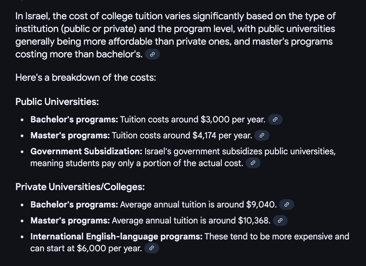 TrackAIPAC's tweet photo. Average cost of college per year in Israel:
🇮🇱 Public = $3-4k
🇮🇱 Private = $9-10k

Average cost of College per year in the United States:
🇺🇸 Public = $11-24.5k
🇺🇸 Private = $27-$58K

#DefundIsrael https://t.co/BVqr7lJcGM