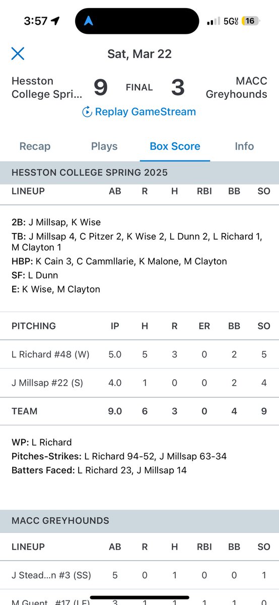 Another collegiate dub for <a href="/LukeRichard22/">Luke</a> , up to 91, sitting 87-90, super proud of you my guy. Being a Top bat and arm on the team can take a toll on the body, keep fighting 💪🏽💪🏽💪🏽 #BodzinPitching #HealthyVelocity