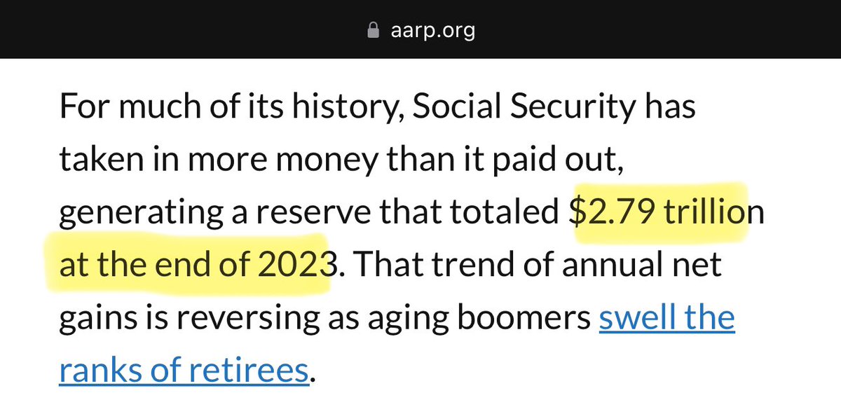 jesseintl's tweet photo. @lorriberri Truth!
They are trying to steal our (Social Security) money! Our trust fund in 2023- 2.79 Trillion that’s a lot of loot 💰& they want at it.
There’s one simple solution to fix Social Security indefinitely…
#RemoveTheCap & make these thieves & hoarders pay on their full income. https://t.co/yzJR2CciG3