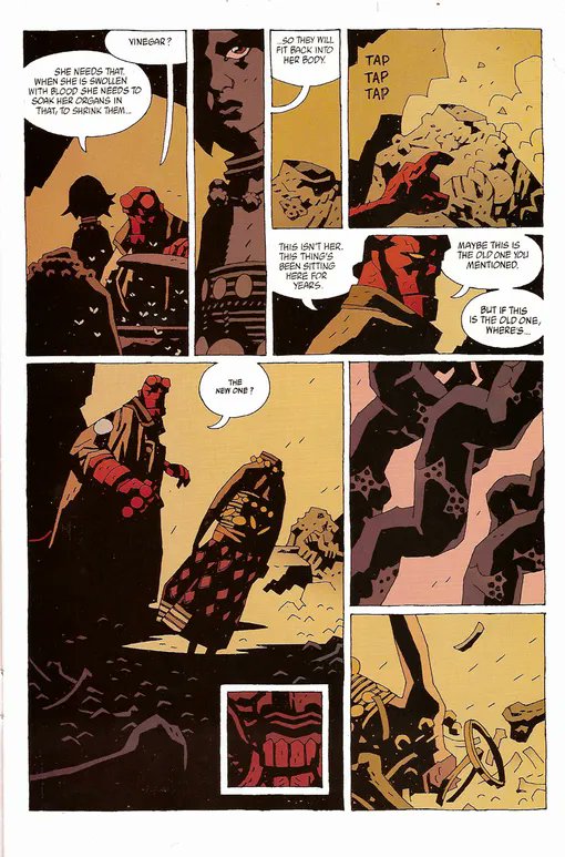 Representing supernatural worlds requires representing the unrepresentable. Mike Mignola’s “Hellboy” comics tackle this problem through the use of aspect-to-aspect &amp; non-sequitur panel transitions, as well as inset panels that prompt imaginative, subjective closure. 1/10 #Hellboy
