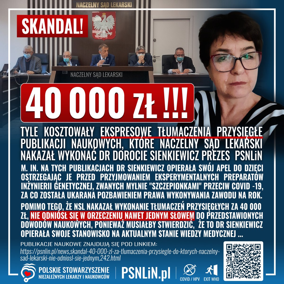 🟥W kontekście "lex szarlatan" i pseudomedycyny
➡️NSL nakazał wykonanie ekspresowych tłumaczeń przysięgłych badań naukowych za 40 000zł, następnie nie odniósł się do nich nawet jednym słowem w orzeczeniu
Oto standardy medycyny opartej na dowodach wg NSL 
🔗psnlin.pl/news,skandal-4…