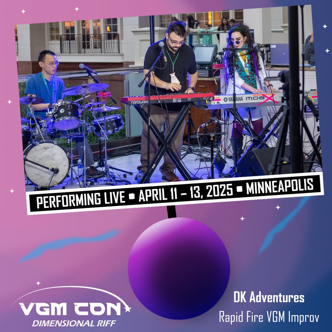 VGMCon's tweet image. VGM CON's starships are capable of rapid fire splazering🚀🔫 but even our laser cannons can't match DK Adventures' rapid-fire VGM🏃♀️ they make every moment of their performances fun🤩 memorable🤔 and unique🌟 catch them and all our special guests April 11-13, here in Minneapolis!
