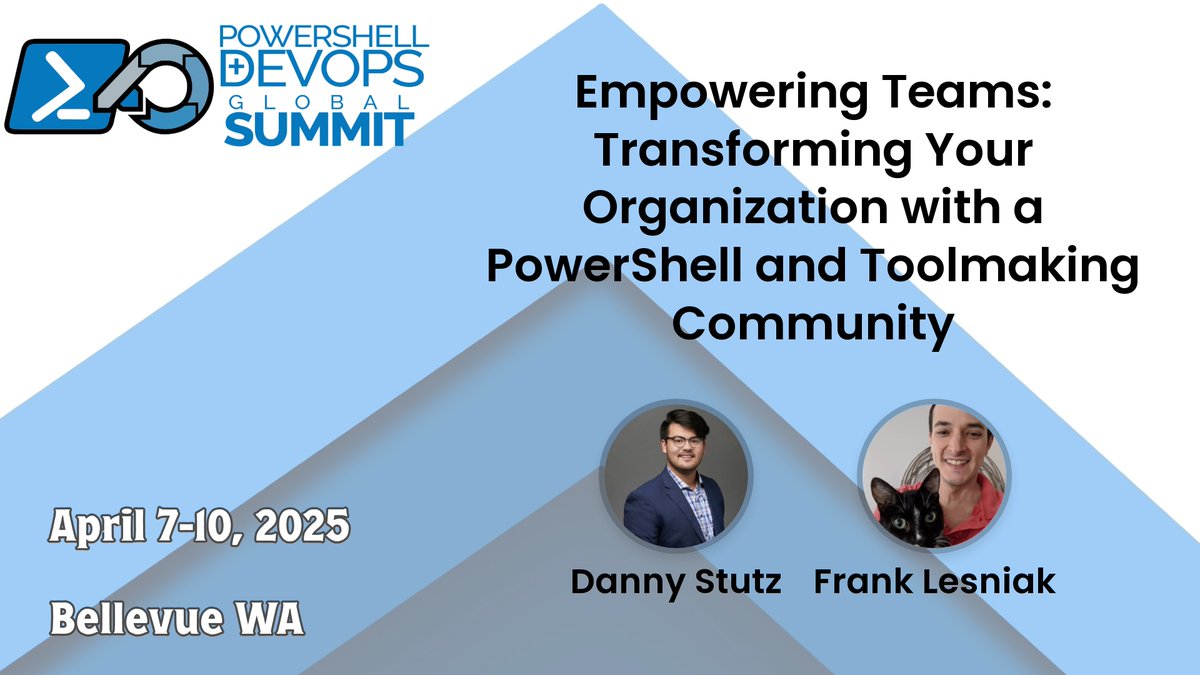 Frank Lesniak (@franklesniak) on Twitter photo In just two weeks, I'll be flying to Seattle for #PSHSummit where <a href="/danny_stutz/">Danny Stutz</a> and I have three awesome sessions. Will you be there? If so, let me know and be sure to say hi in person. If you haven't bought your ticket, what are you waiting for? #PowerShell In just two weeks, I'll be flying to Seattle for #PSHSummit where <a href="/danny_stutz/">Danny Stutz</a> and I have three awesome sessions. Will you be there? If so, let me know and be sure to say hi in person. If you haven't bought your ticket, what are you waiting for? #PowerShell