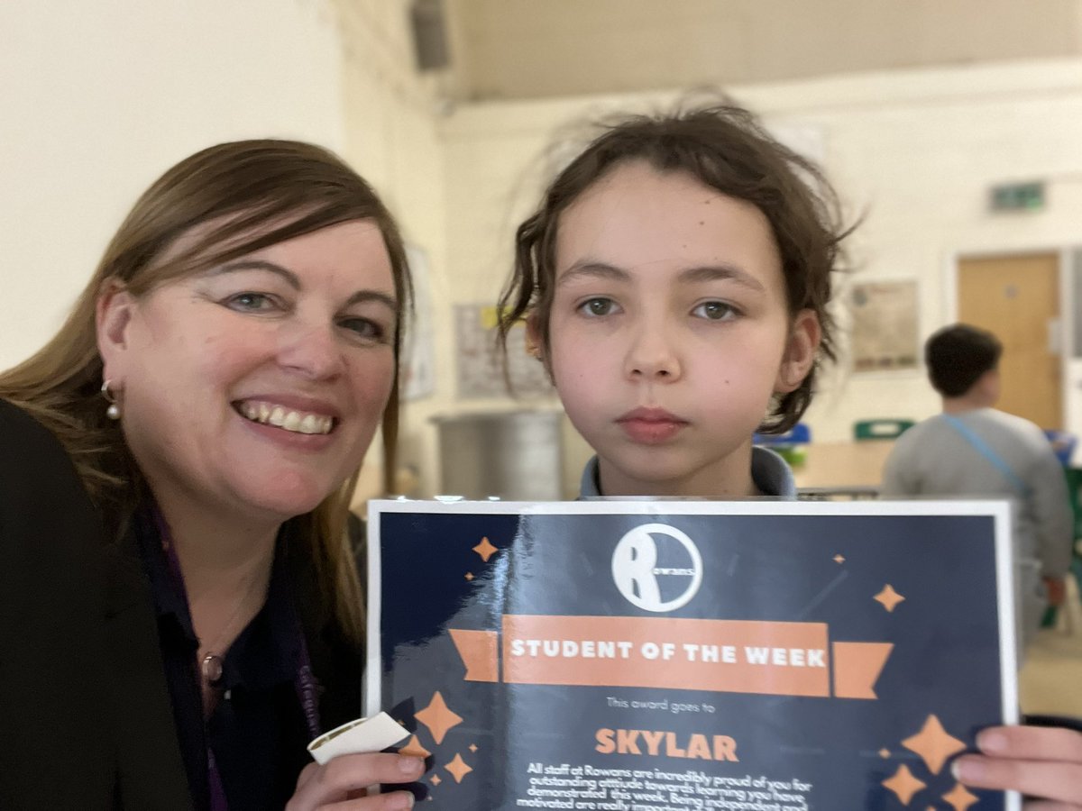 Congratulations to Skylar, primary student of the week at The Rowans. She has had an amazing week- she has worked hard, shown creativity, been a good friend and has continued to grow in confidence and maturity. We are all proud of you Skylar 🤩🤩🤩🌟🌟🌟