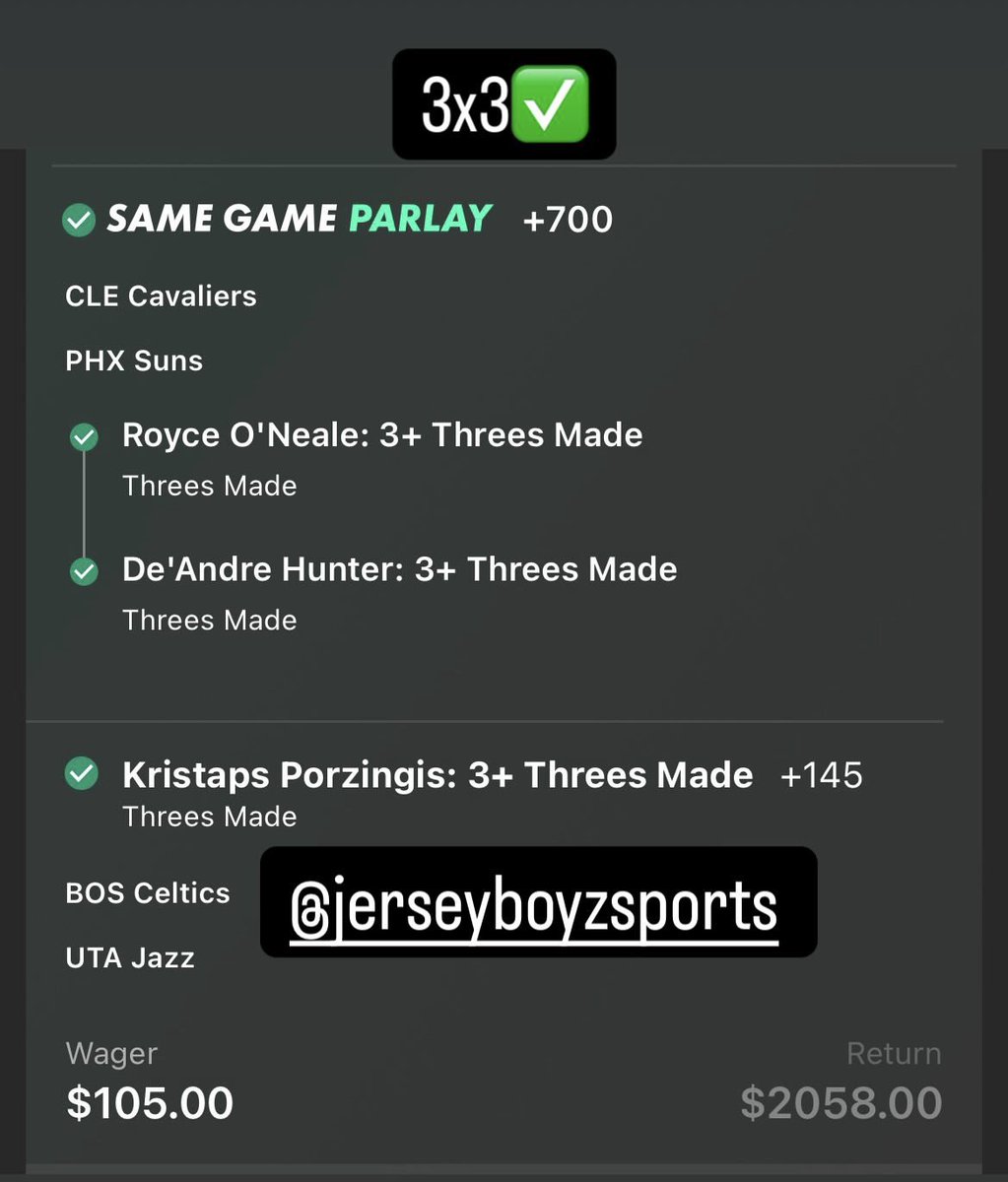 NJboyzsports's tweet photo. FRIDAYS!!!
CASH US OUT 🤑
3x2✅
3x3✅
3x3✅
LETS GOOOO !!
JOIN VIP TODAY !! JUSR CLICK THE LINK BELOW 👇 
https://t.co/I32pNPsDZx
#GamblingX #GamblingTwitter #NBA #3ball #threeball #vip #discord #cash #money #MarchMadness https://t.co/vvJcpW4nm5
