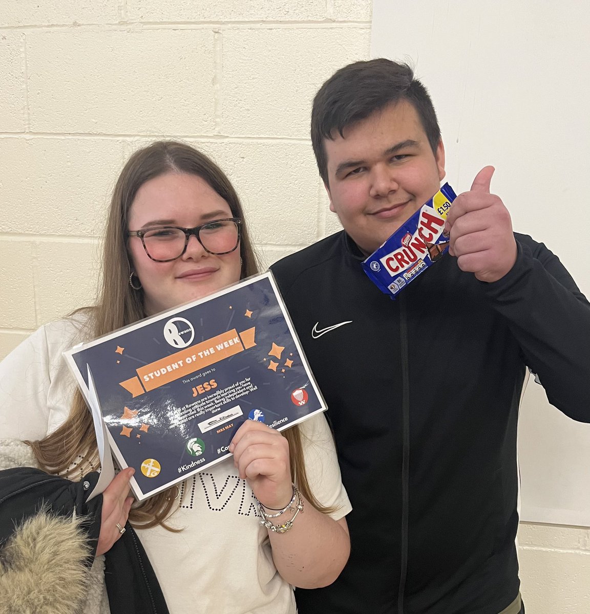 Student of the week  is Jess and in keeping with tradition, is accompanied by her best friend, Lee, for the celebratory photo! Jess has passed her cpld exam and achieved great results in her English and maths mocks. Jess is committed to her future- well done Jess!! 🤩🌟🤩🌟🤩