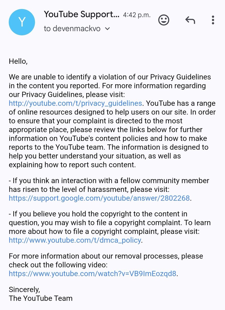 Has submitting a claim under <a href="/YouTube/">YouTube</a>'s AI protection policy been effective for anyone?

AN ENTIRE CHANNEL devoted to reproducing me and my Ninjago castmates voices with AI against our wishes is apparently okay.
