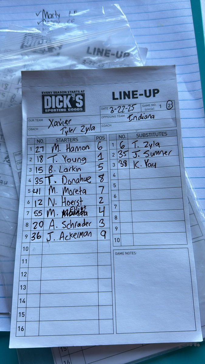 Game 2 Lineup. First pitch in a couple minutes via GameChanger ⚔️ #ALLIN