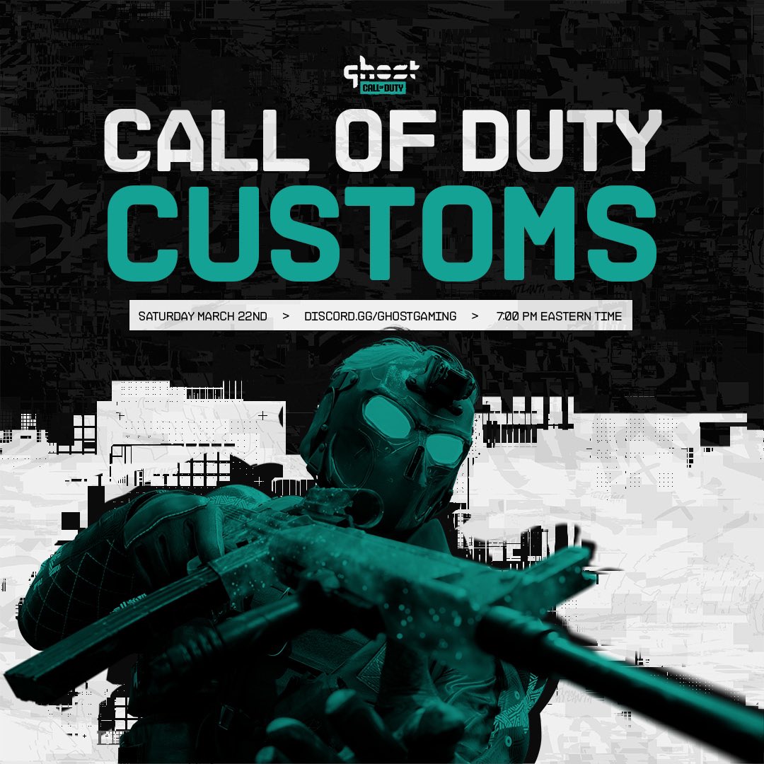 GHOST GAMING CALL OF DUTY CUSTOMS 🎯

Hosted by <a href="/Arcnv/">GHOST ARCN</a> 

Featuring the community &amp; more of the Ghost team! 

TONIGHT @ 7PM ET ⏰

🔗 | discord.gg/ghostgaming