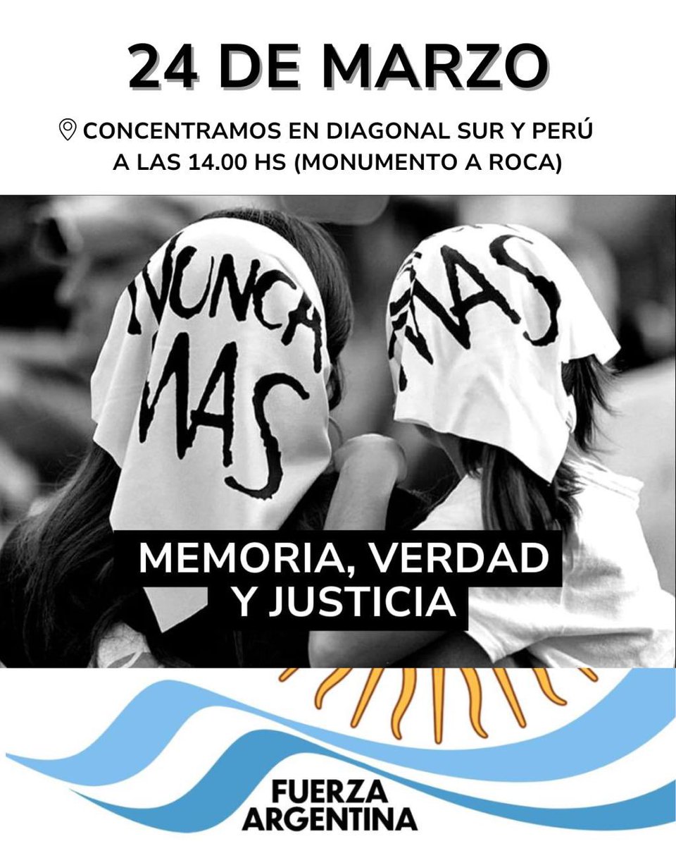 Gabriel Mariotto (@gabmariotto) on Twitter photo Este 24 de marzo nos encontramos a las 12Hs en el El Victorial -Piedras 722- para después ir al punto de encuentro de “Fuerza Argentina” y marchar junto a nuestro pueblo por Memoria, Verdad y Justicia, y en contra de esta política criminal de miseria y endeudamiento ilegítimo. Este 24 de marzo nos encontramos a las 12Hs en el El Victorial -Piedras 722- para después ir al punto de encuentro de “Fuerza Argentina” y marchar junto a nuestro pueblo por Memoria, Verdad y Justicia, y en contra de esta política criminal de miseria y endeudamiento ilegítimo.