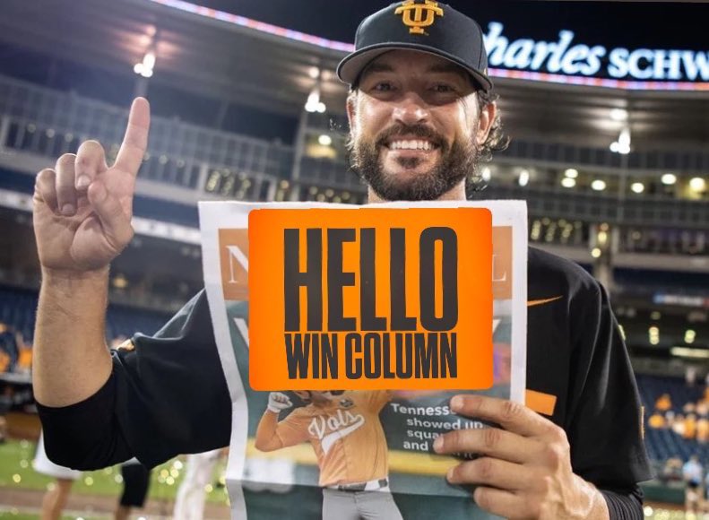 SERIES WON!!!

No. 1 Tennessee 9, No. 12 Alabama 2

The middle of Tennessee’s lineup (Ensley, Fischer, Bargo, and Chapman) had 9 of their 15 total hits. Kuhns and Krenzel dominated on the mound and combined for only 4 hits and 11 strikeouts.

Alexa, play Dixieland Delight
