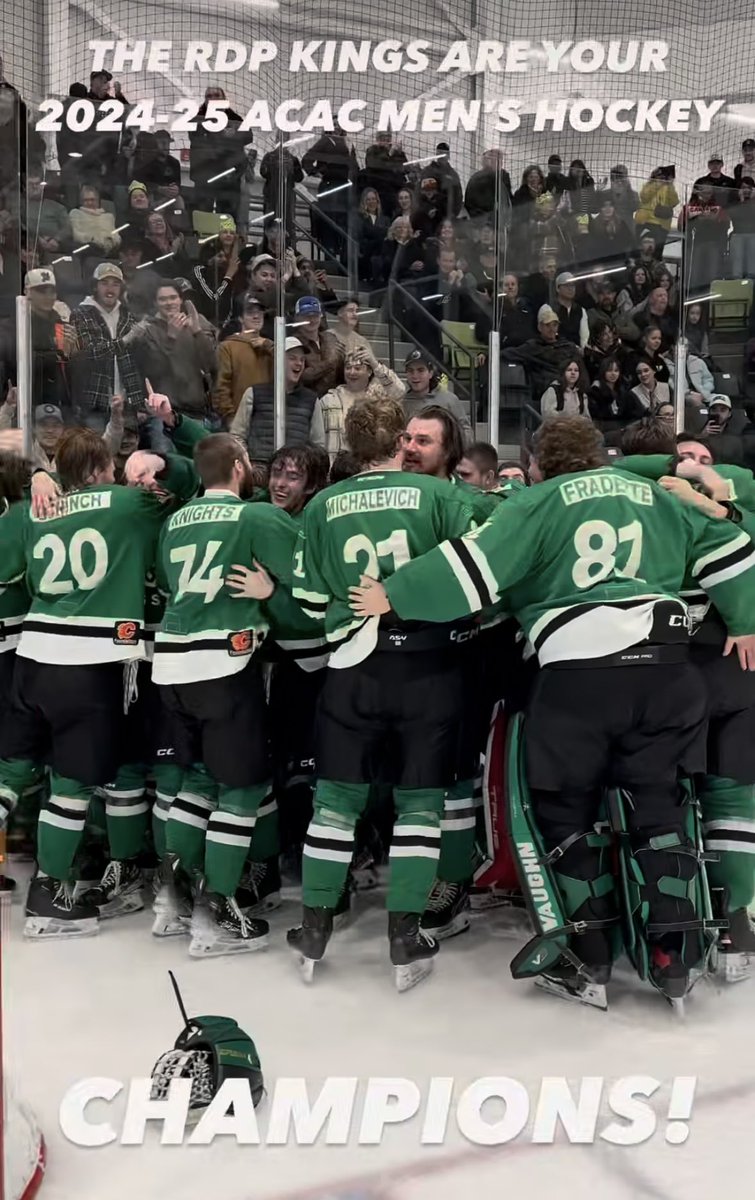 We did it! 3rd consecutive <a href="/ACAC_Sport/">ACAC</a> Championship. In those three post-season runs, <a href="/RDPKingsHockey/">🏒 Red Deer Polytechnic Kings Hockey</a> posted an incredible 17-2 record. Boys were dialled. 👑👑👑