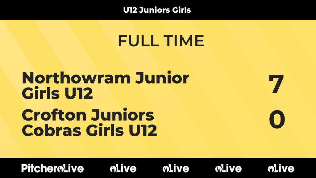 FULL TIME: Northowram Junior Girls U12 7 - 0 Crofton Juniors Cobras Girls U12
#NORCRO #Pitchero
njfc.co.uk/teams/283811/m…