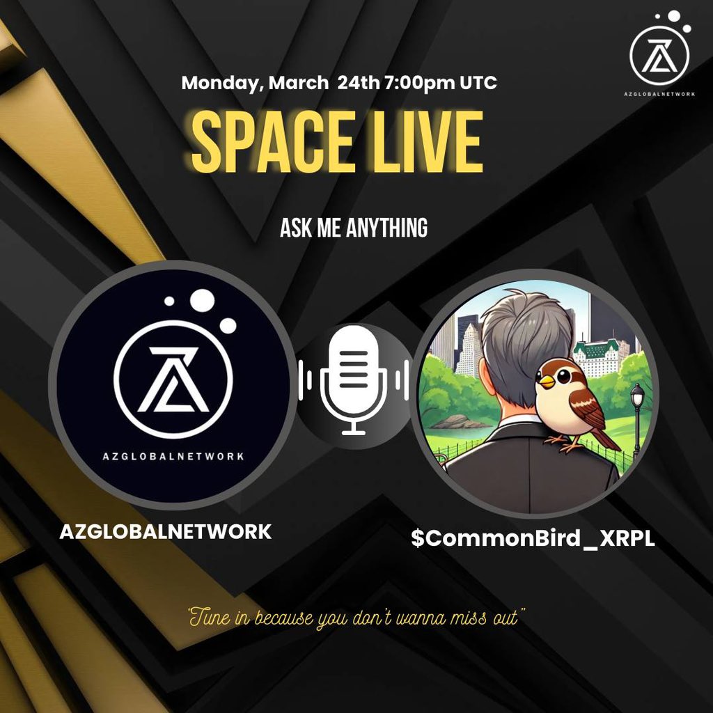 🌟 COMMON BIRD AMA 🌟

🗓 Date: Monday , March 24th
⏰ Time: 7 PM UTC
📍 Where: x.com/i/spaces/1ypKd…

💰 XRP Giveaway!🎉

How to participate in the giveaway:
1️⃣ Like &amp; share this post.
2️⃣ Follow <a href="/CommonBird_XRPL/">Common Bird on XRPL</a> 
3️⃣ Tag 3 friends for extra chances to win!