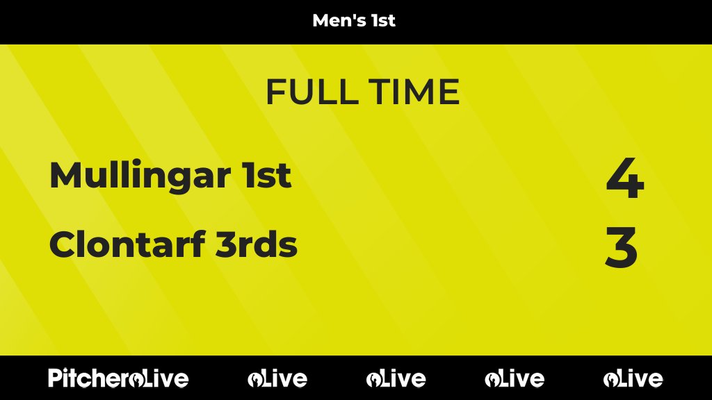 FULL TIME: Mullingar 1st 4 - 3 Clontarf 3rds
#MULCLO #Pitchero
mullingarhc.com/teams/236820/m…