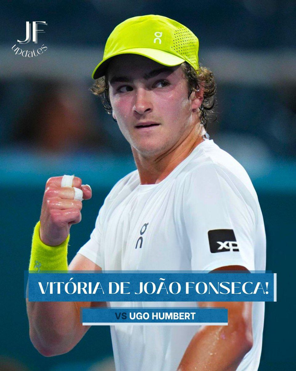 JOÃO FONSECA VENCE UGO HUMBERT! 🎉🎉

Em jogo em que dominou do início ao fim, ele faz 2 sets a 0 (6/4 6/3) sobre o francês e avança pra 3ª rodada no Masters 1000 de Miami!
QUE ANO ABSURDO! ✨