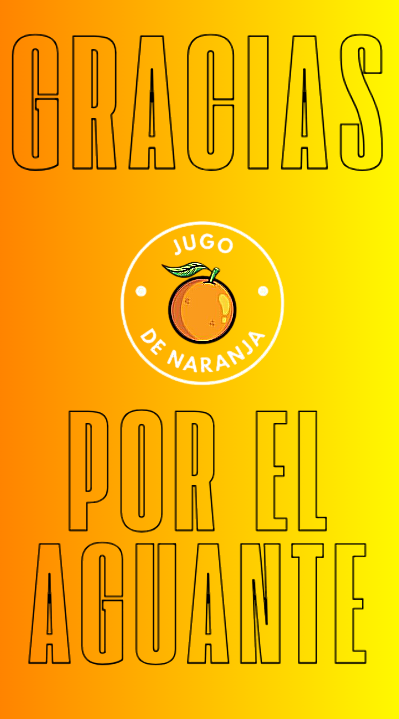 Se terminó la temporada de Jugo De Naranja y queremos agradecer a todos los hinchas por el aguante, en los momentos malos, regulares o buenos siempre han estado ahí, y cómo última vez que digo esto en la temporada, NARANJA SOS VOS 🍊🍊🍊