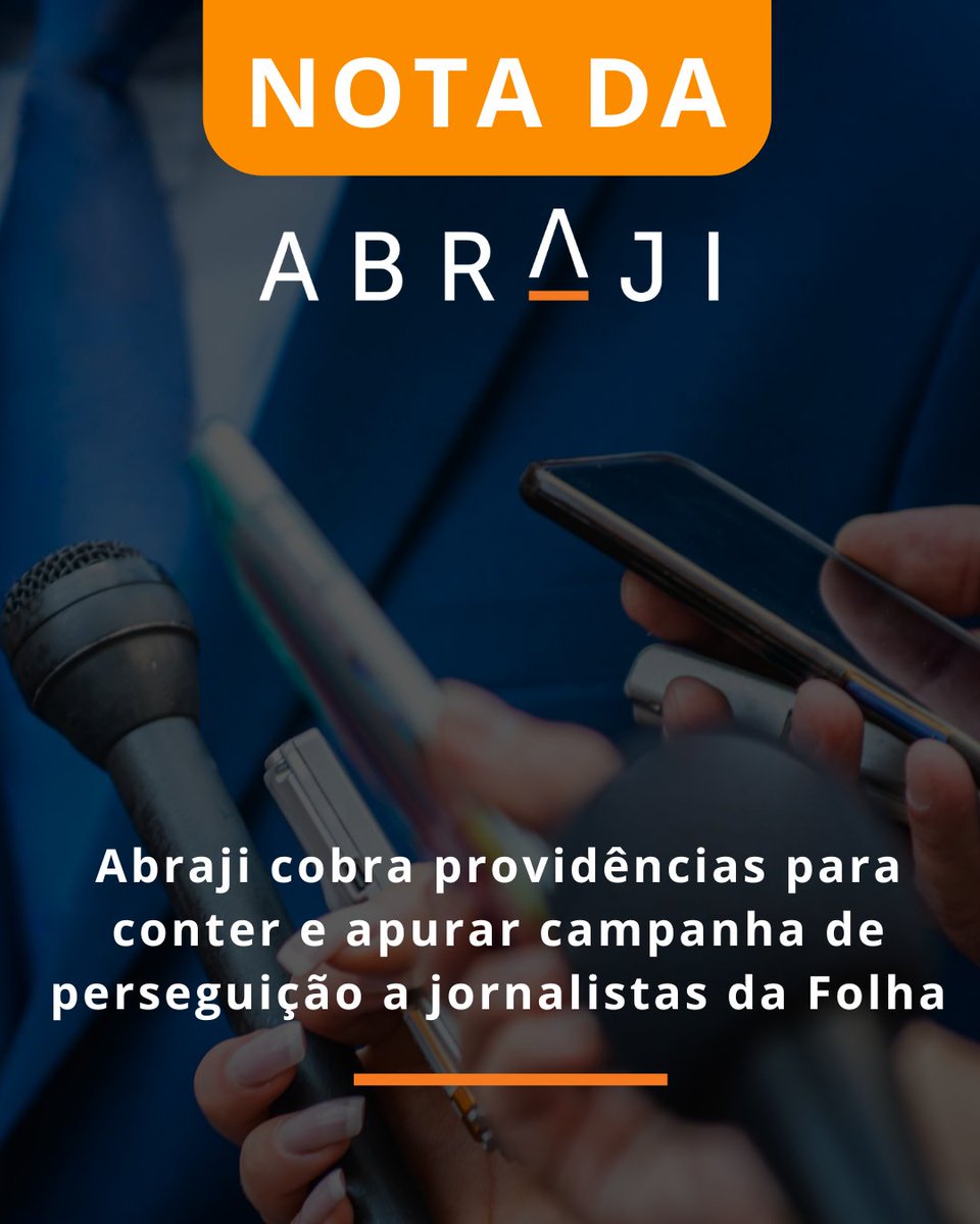 Abraji (@abraji) on Twitter photo 🔸A Abraji denuncia, com extrema preocupação, a campanha de perseguição contra as jornalistas Gabriela Biló e Thaisa Oliveira, da <a href="/folha/">Folha de S.Paulo</a>
👋 Post com #textoalternativo
#Abraji #Jornalismo #NotadaAbraji 🔸A Abraji denuncia, com extrema preocupação, a campanha de perseguição contra as jornalistas Gabriela Biló e Thaisa Oliveira, da <a href="/folha/">Folha de S.Paulo</a>
👋 Post com #textoalternativo
#Abraji #Jornalismo #NotadaAbraji
